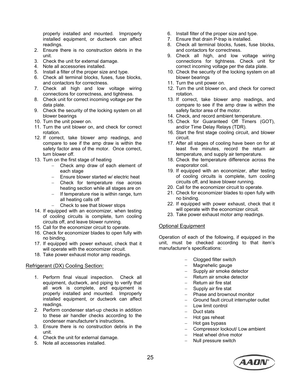 AAON M1-011 User Manual | Page 25 / 44