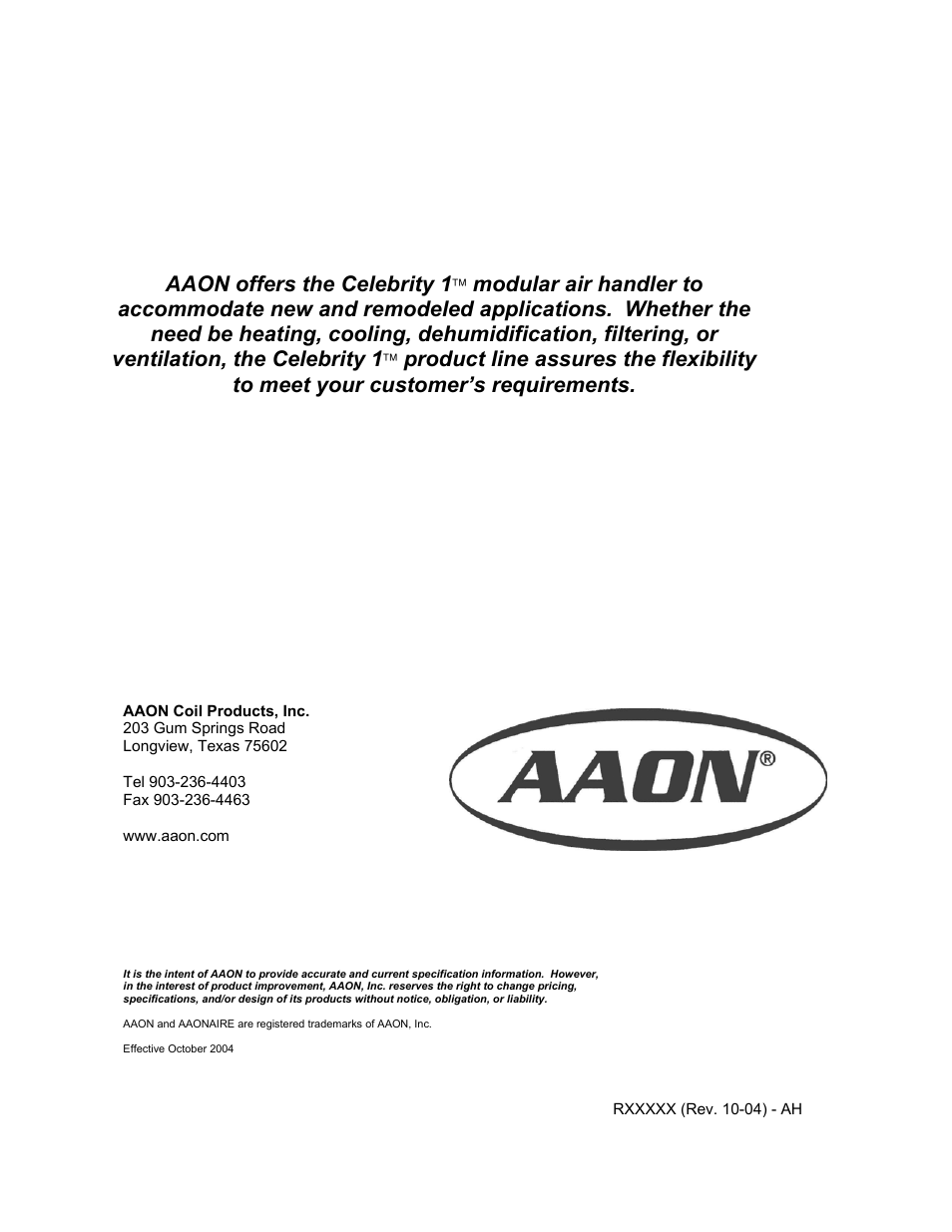 AAON M1-011 User Manual | Page 44 / 44