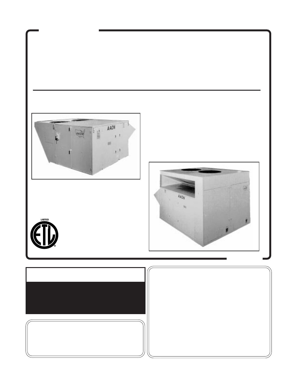 AAON RK-60 User Manual | 24 pages