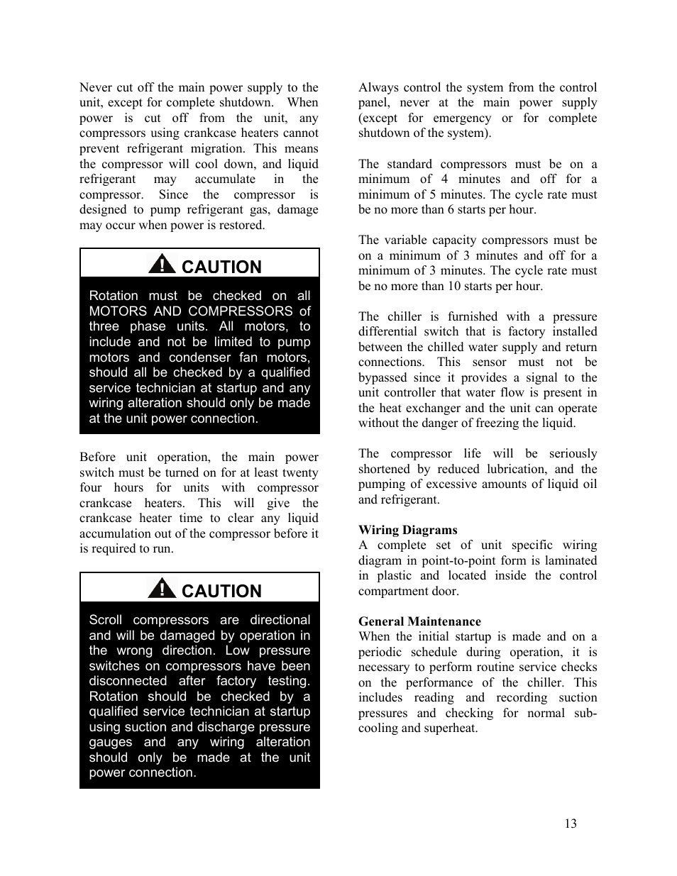 Wiring diagrams, General maintenance, Caution | AAON LC-054 User Manual | Page 13 / 52
