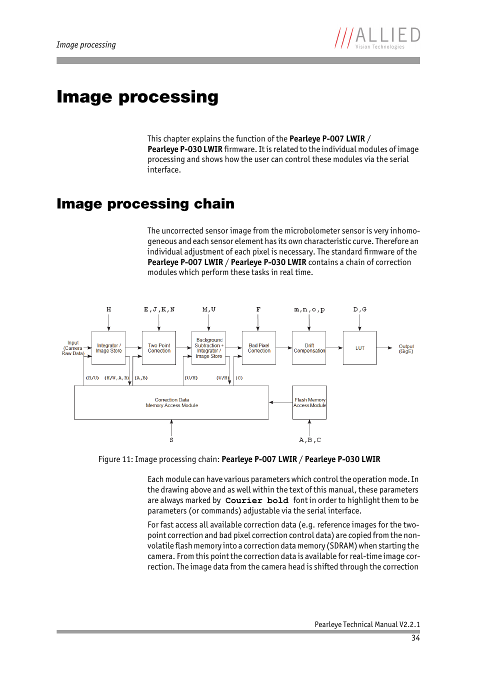Image processing, Image processing chain, Chapter | In chapter | ALLIED Vision Technologies Pearleye P-030 LWIR User Manual | Page 34 / 84