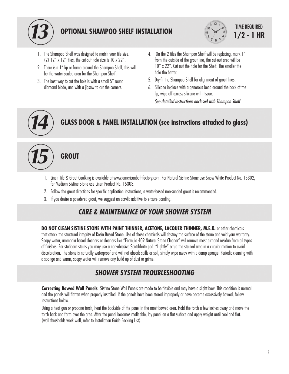American Bath Factory Neo Supreme Carolina Shower User Manual | Page 9 / 10