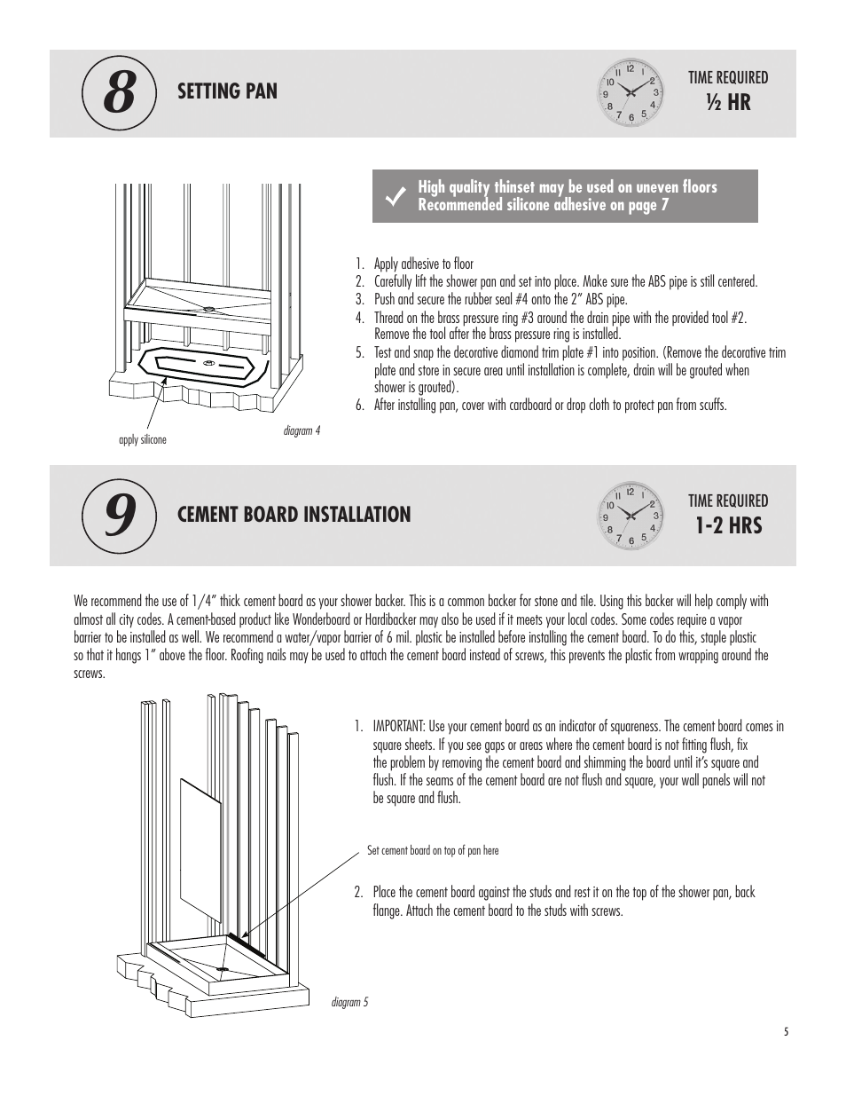 2 hrs | American Bath Factory Single Supreme Carolina Shower User Manual | Page 5 / 10