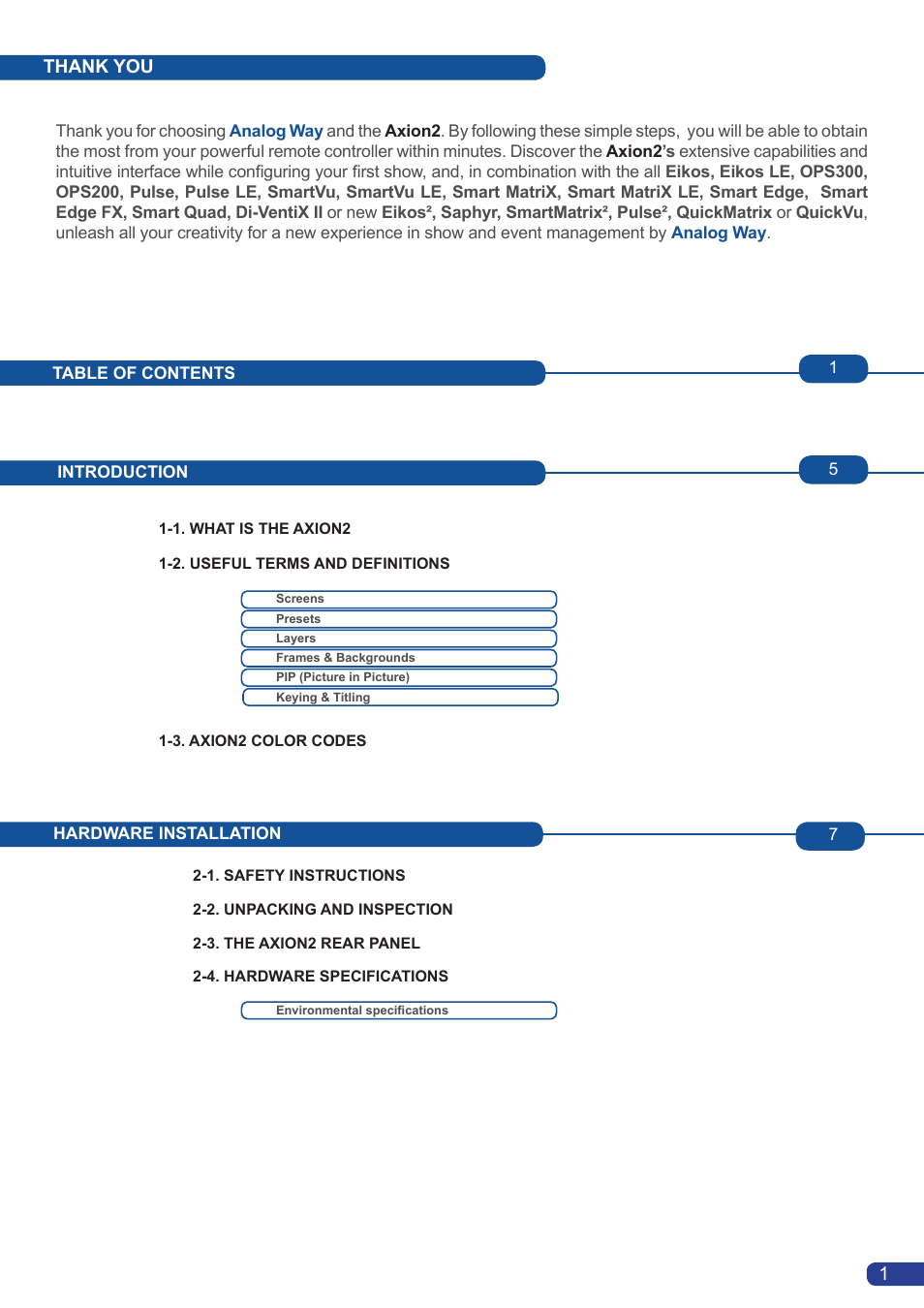 Analog Way Axion2 User Manual | Page 3 / 52