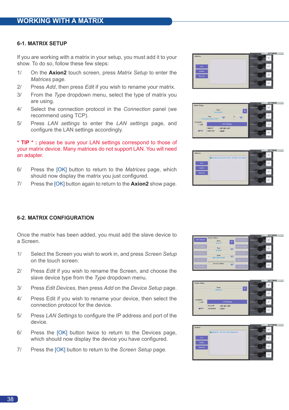 Working with a matrix | Analog Way Axion2 User Manual | Page 40 / 52