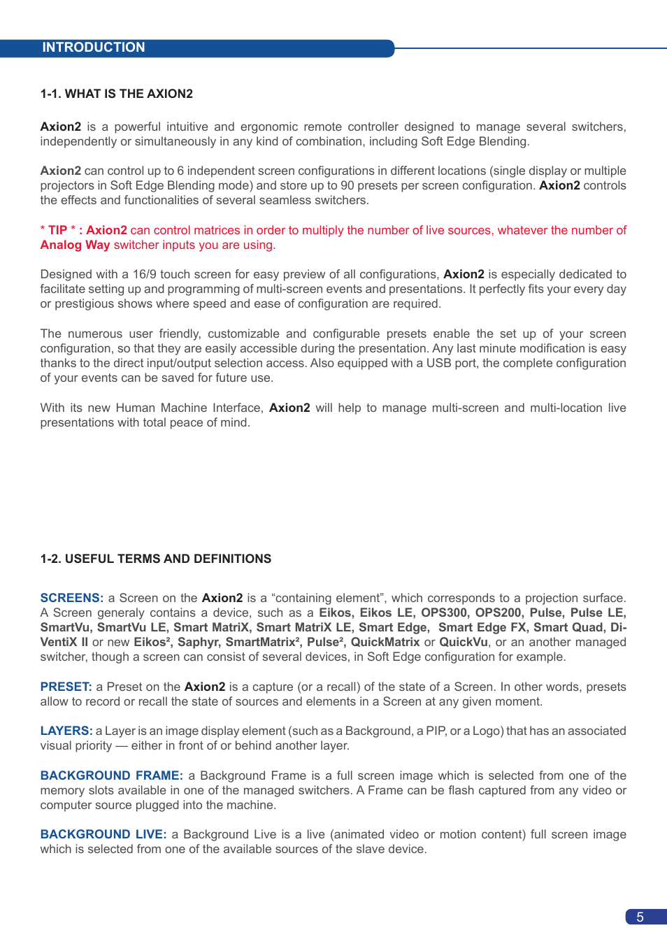 Analog Way Axion2 User Manual | Page 7 / 52