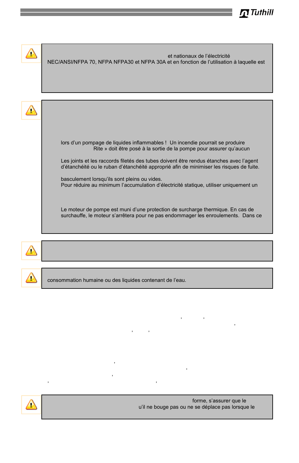 3 informations sur la sécurité, Installation | Fill-Rite 300V Series Fuel Transfer Pump User Manual | Page 35 / 64
