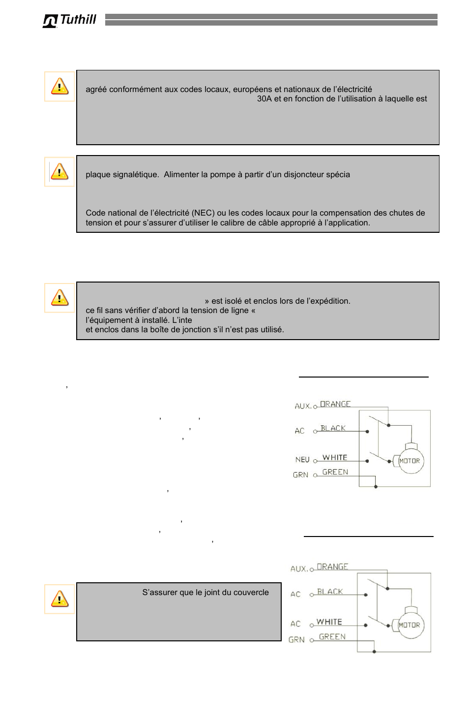 8 câblage électrique, Procédure de câblage | Fill-Rite 300V Series Fuel Transfer Pump User Manual | Page 40 / 64