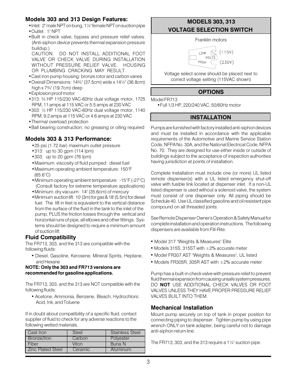 Fill-Rite FR313 REMOTE PUMPS User Manual | Page 3 / 8