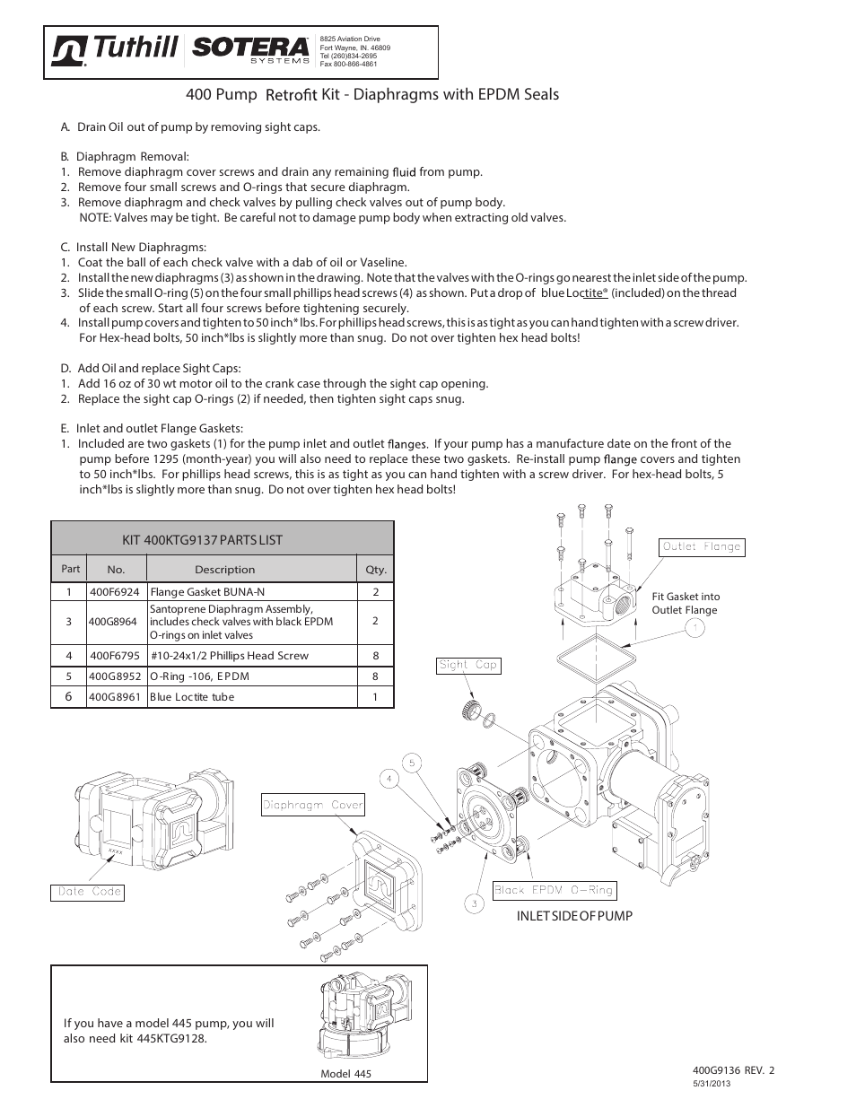 Fill-Rite 400 Series Pump Retrofit Kit User Manual | 1 page