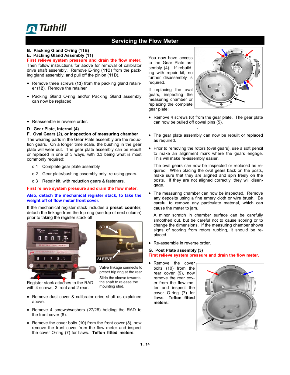 Servicing the flow meter | Fill-Rite TS AA Mechanical Precision Meter User Manual | Page 14 / 20