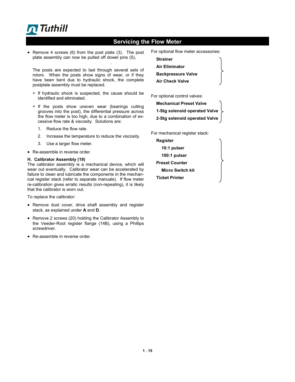 Servicing the flow meter | Fill-Rite TS AA Mechanical Precision Meter User Manual | Page 15 / 20