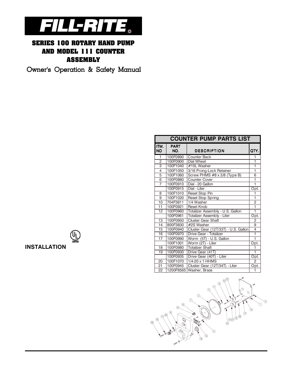 Fill-Rite 111 COUNTER ASSEMBLY User Manual | 8 pages