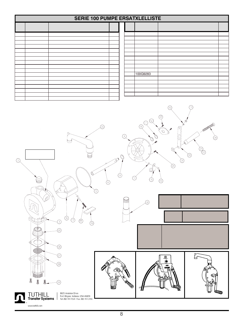 8serie 100 pumpe ersatxlelliste | Fill-Rite 111 COUNTER ASSEMBLY User Manual | Page 8 / 8