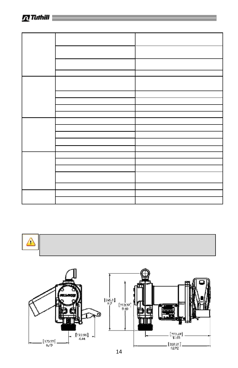 Solución de problemas (continuación), Información de dimensiones | Fill-Rite FR600G Series AC Transfer Pumps User Manual | Page 34 / 80