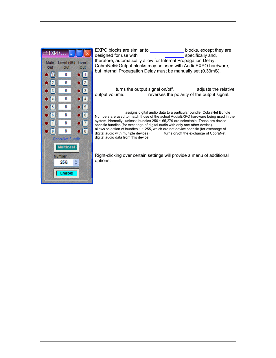 Expo, Telephone interface, Audiaexpo | Biamp A4 User Manual | Page 107 / 245