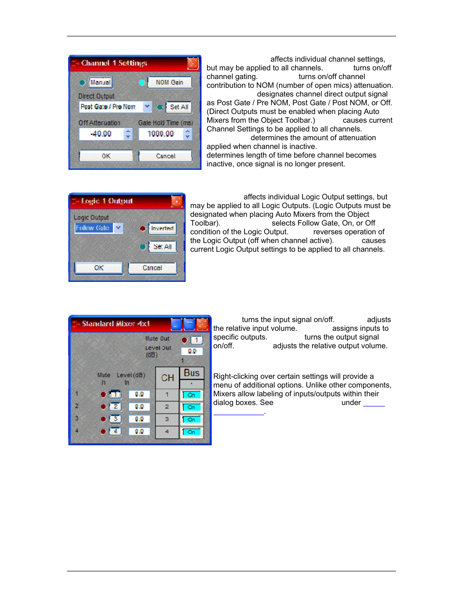 Standard mixers, Room combiners, Equalizers | See stand | Biamp A4 User Manual | Page 126 / 245