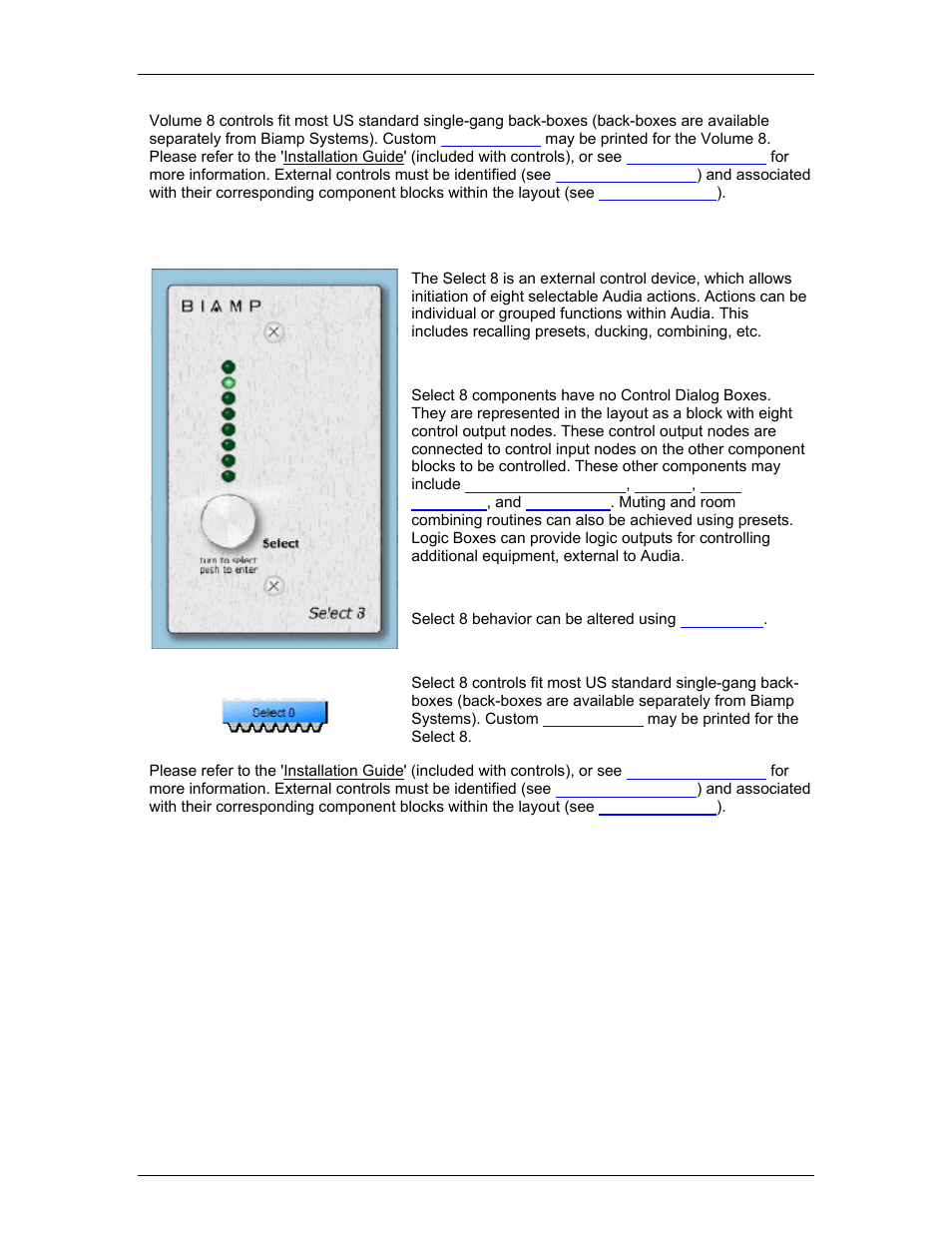 Select 8, Specialty, See sele | Biamp A4 User Manual | Page 156 / 245