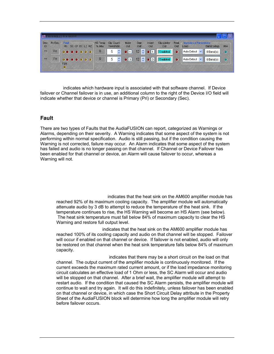 Fault | Biamp A4 User Manual | Page 24 / 245