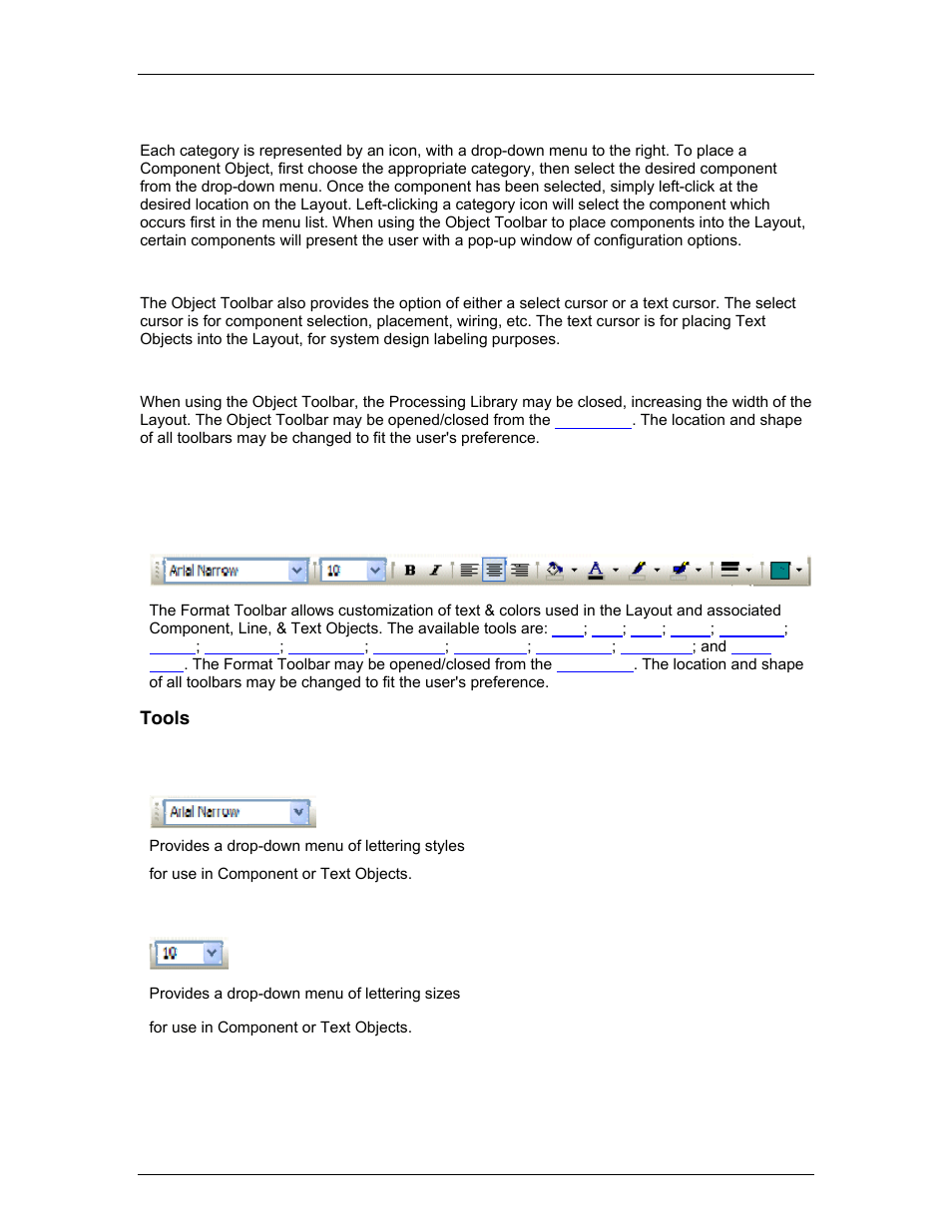 Format toolbar, Tools, Font | Size, Bar is the, Format, Toolbar | Biamp A4 User Manual | Page 49 / 245