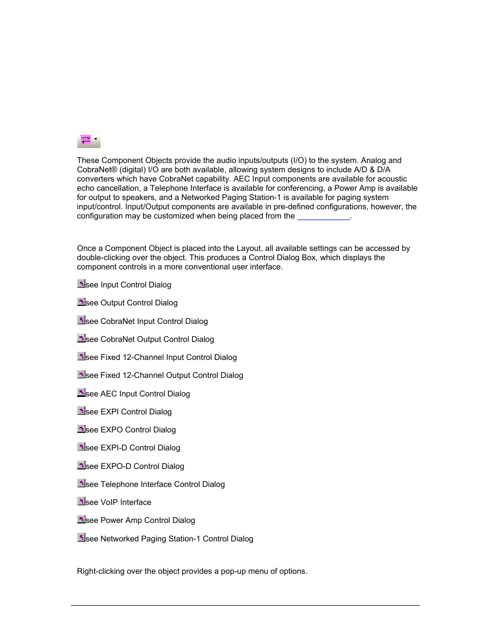 Component objects, Input output, Input | Output | Biamp A4 User Manual | Page 99 / 245