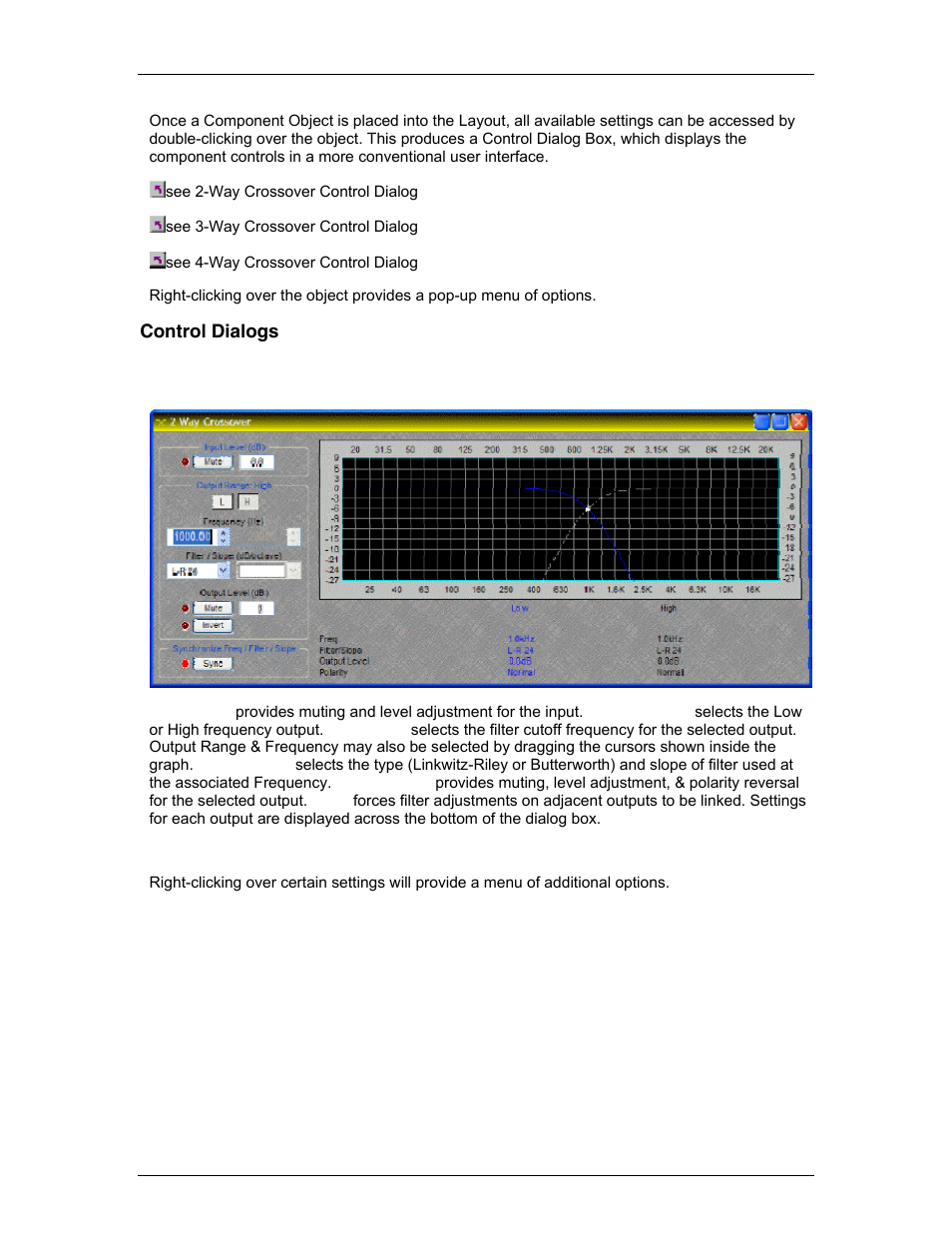 Control dialogs, Way crossover, Ducker | Biamp LTR User Manual | Page 136 / 245