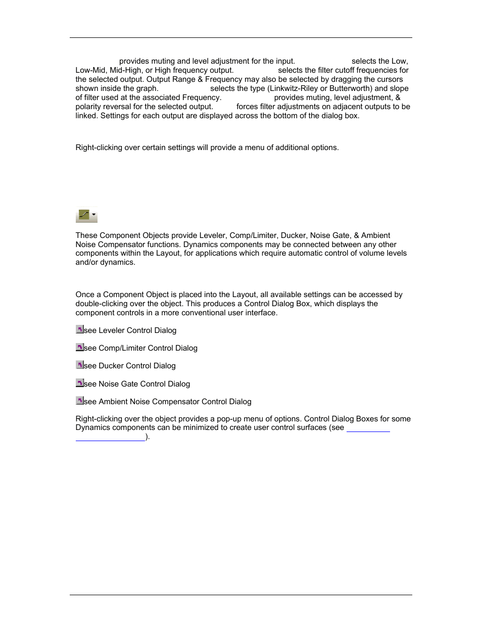 Dynamics, Up procedure, Anc set | Controls | Biamp LTR User Manual | Page 138 / 245