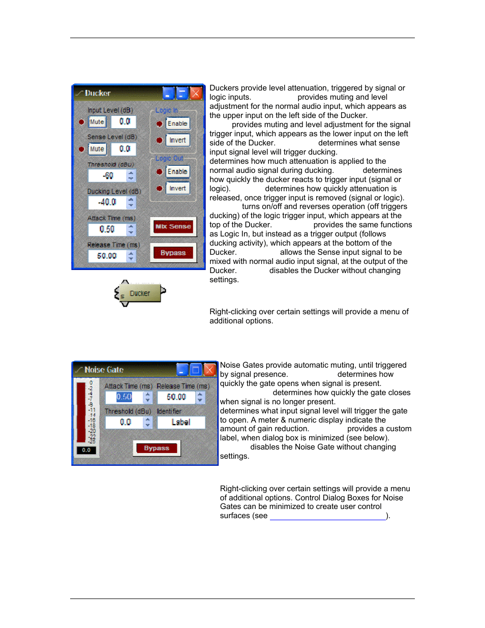 Ducker, Noise gate, Invert | Mute button | Biamp LTR User Manual | Page 140 / 245