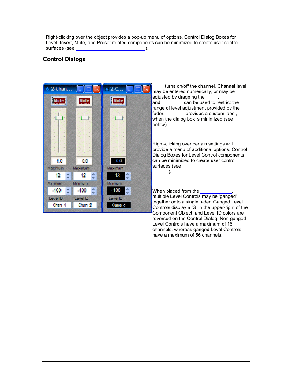 Control dialogs, Level, Signal present meter | See l | Biamp LTR User Manual | Page 148 / 245