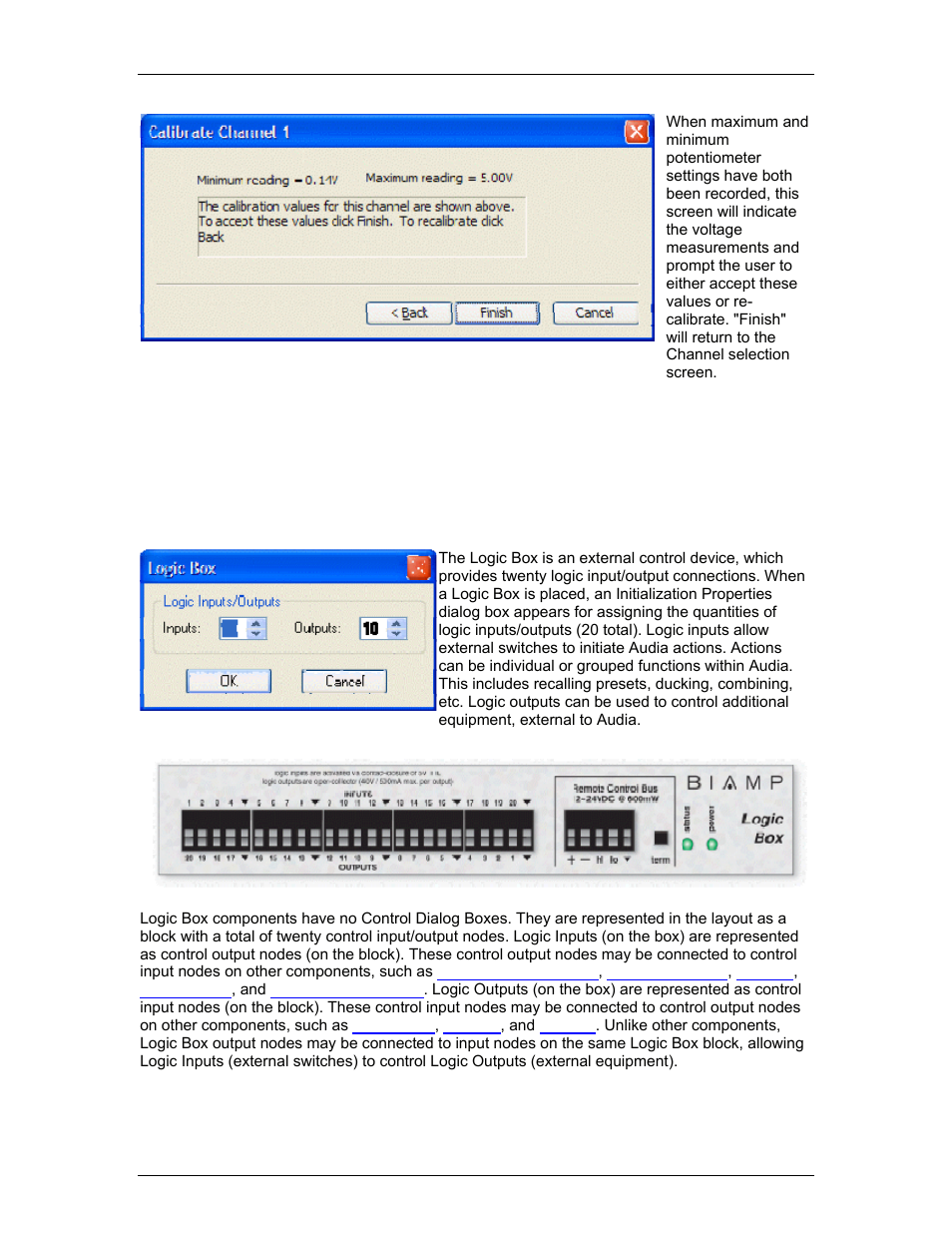 Logic box, See l, Input/output node | Logic boxes, Muting and room | Biamp LTR User Manual | Page 160 / 245