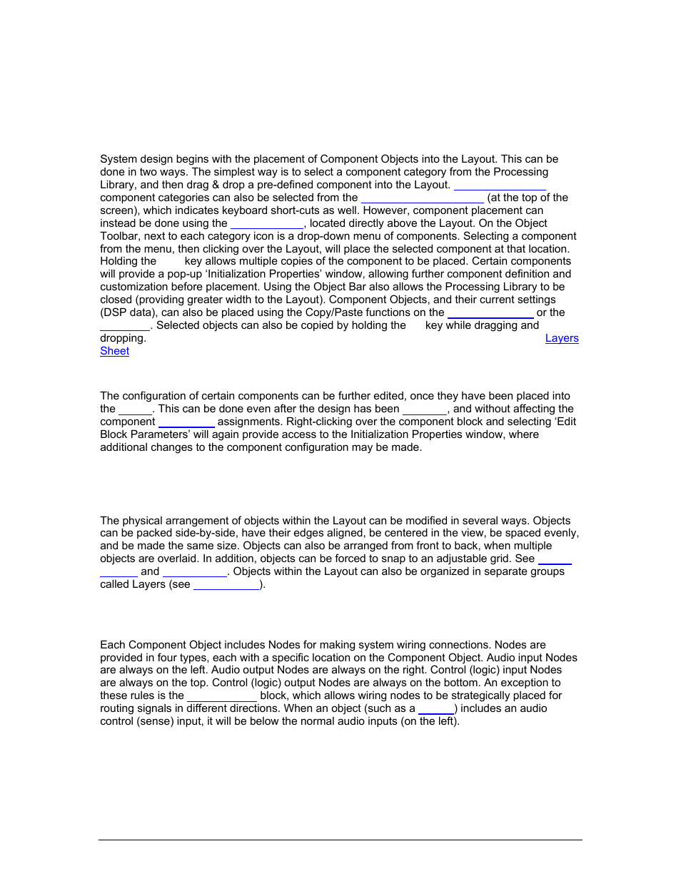 System design, Placing component objects, Arranging component objects | Connecting component objects, System connections, System control, Software user interface, Remote control bus, System design placing component objects | Biamp LTR User Manual | Page 171 / 245