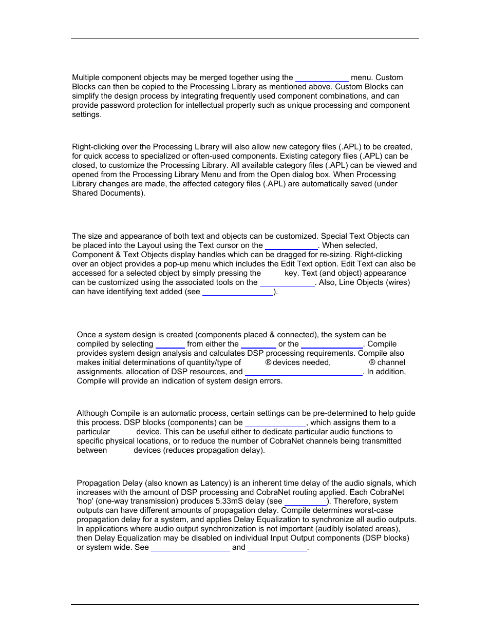 Object and layout text, System compiling considerations, Overview | Rs-232 control, System compiling, Considerations, Allows gl, System, Compiling considerations, Delay equalization | Biamp LTR User Manual | Page 174 / 245