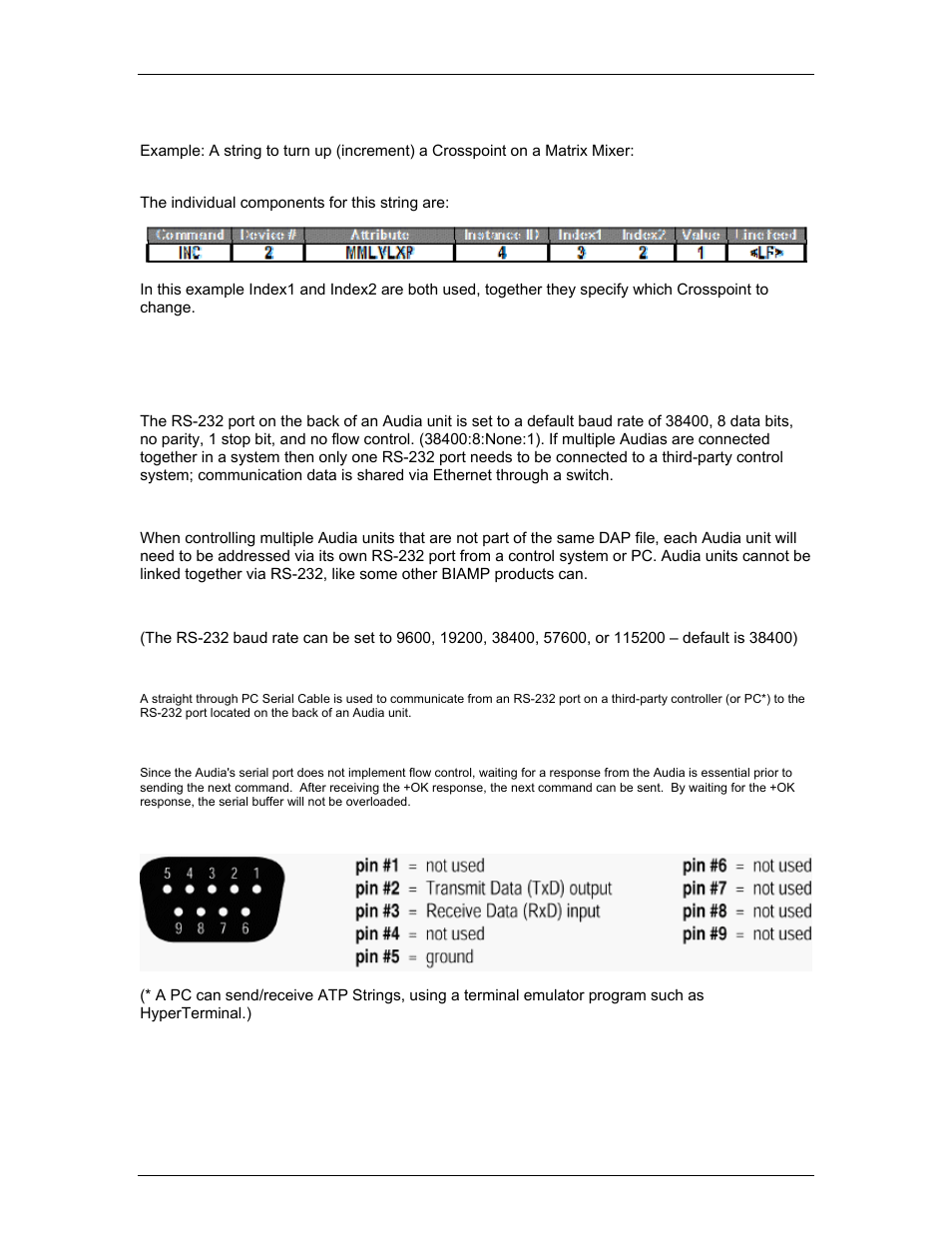 Rs-232 control, Telnet control, Instance id | Instance id tag, Or tel, A line feed ne | Biamp LTR User Manual | Page 204 / 245