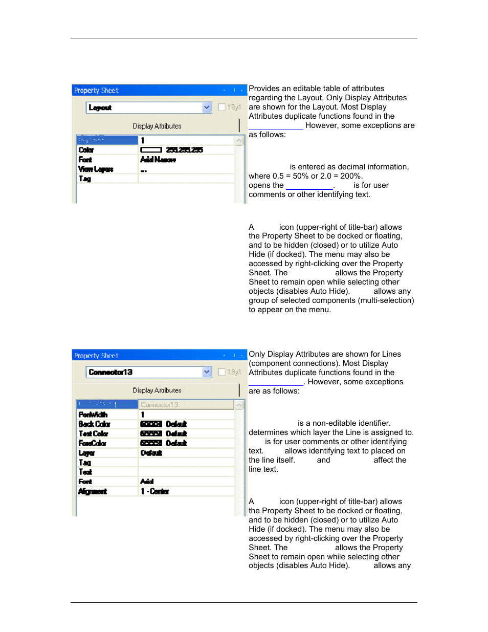 Layout property sheet, Line property sheet, See l | See li | Biamp LTR User Manual | Page 53 / 245