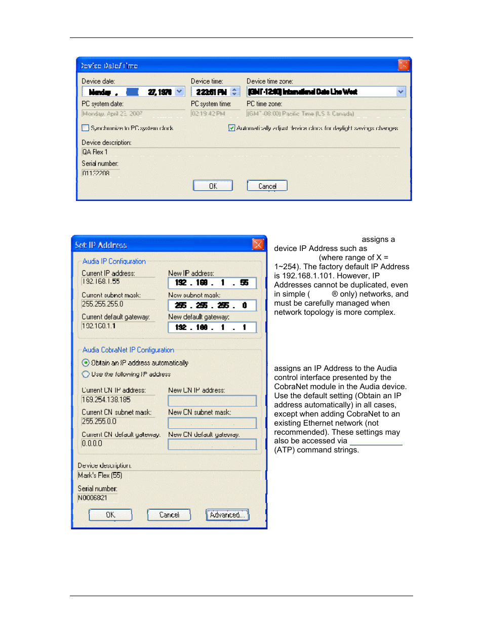 Set ip address, Assig | Biamp LTR User Manual | Page 66 / 245