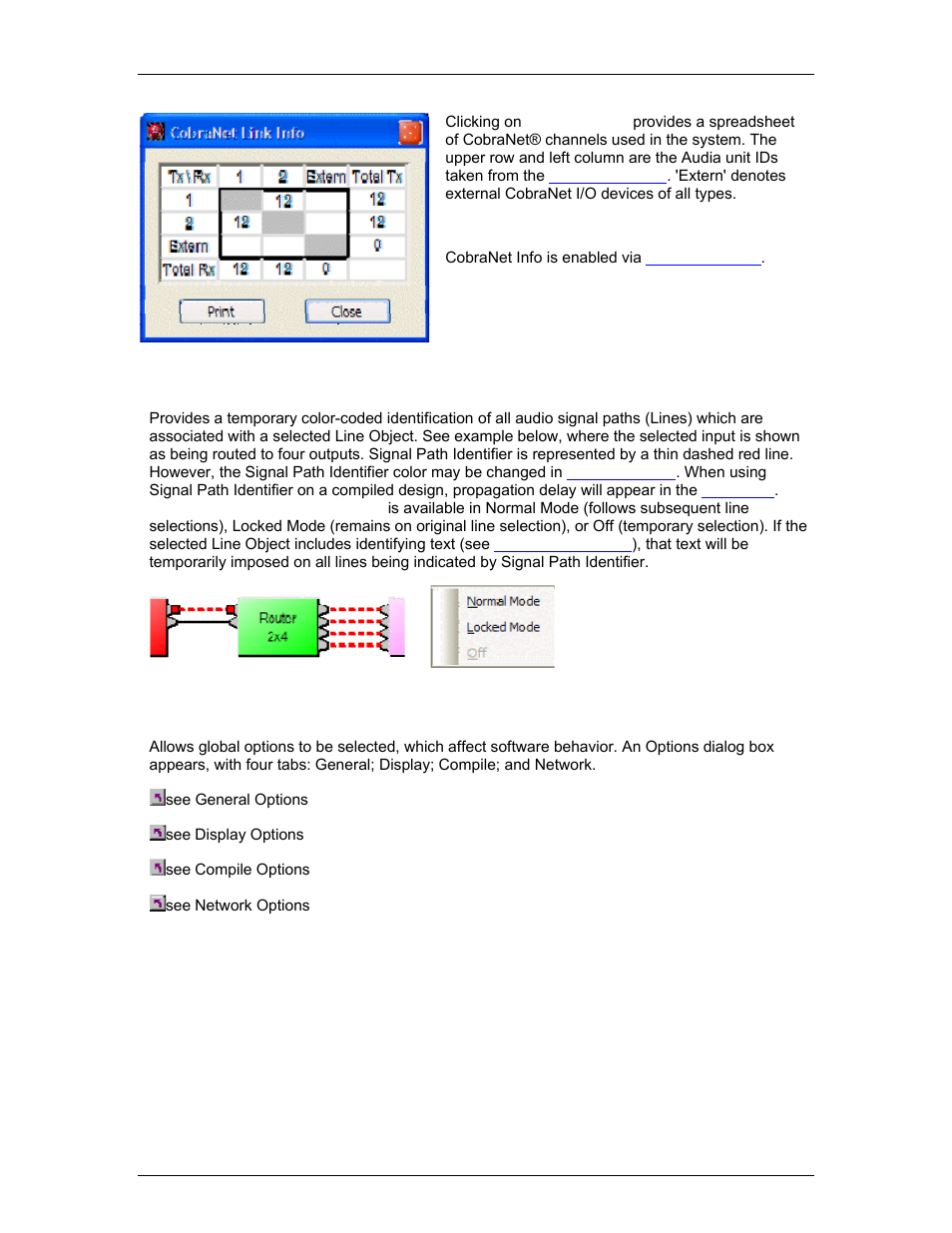 Signal path identifier, Options, General options | Biamp LTR User Manual | Page 87 / 245