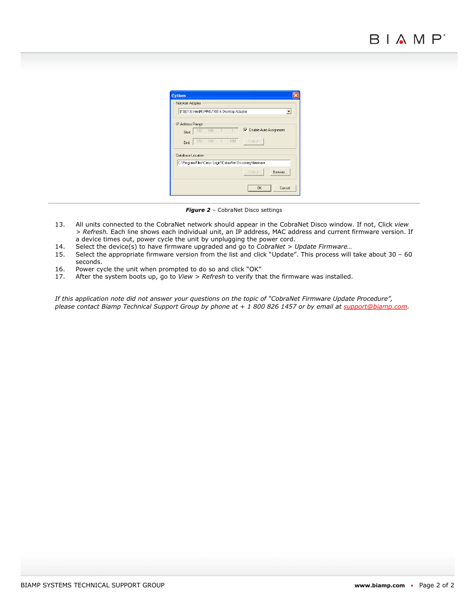 Biamp CobraNet Firmware Upgrade Procedure User Manual | Page 2 / 2