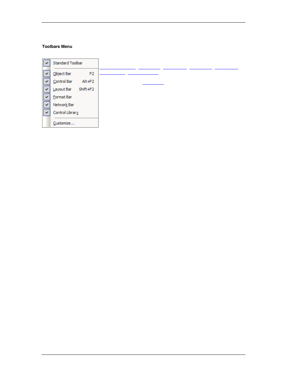Sub-menus, Toolbars menu, Toolbars | It is not accessibl, Ides a, Sub-menu, Of related functio | Biamp LTR User Manual | Page 15 / 89