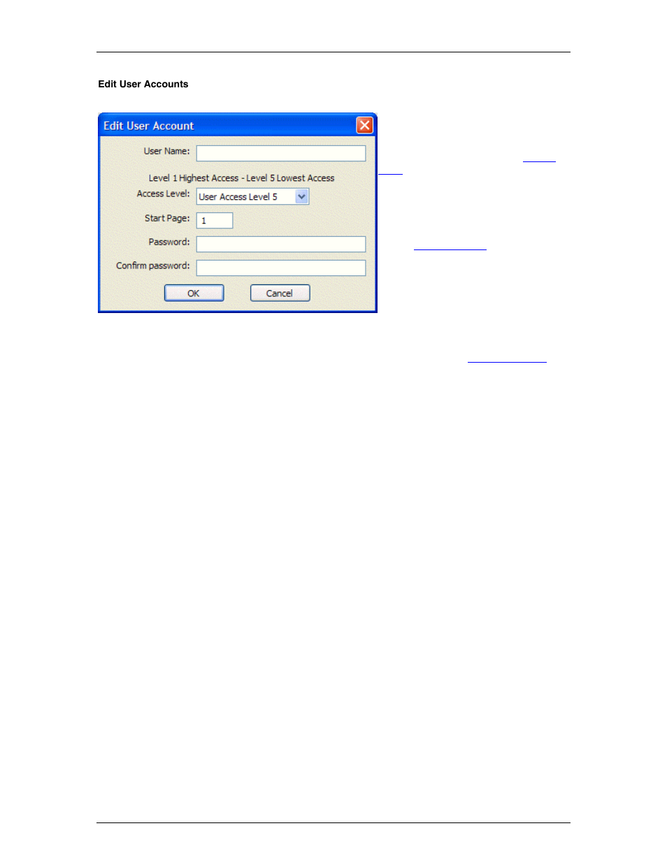 Edit user accounts, Dialog box | Biamp LTR User Manual | Page 22 / 89