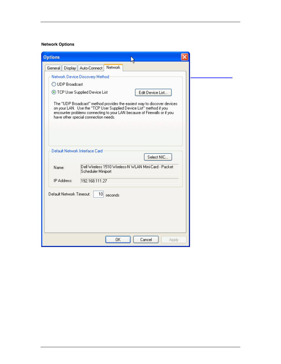 Network options, Network | Biamp LTR User Manual | Page 28 / 89