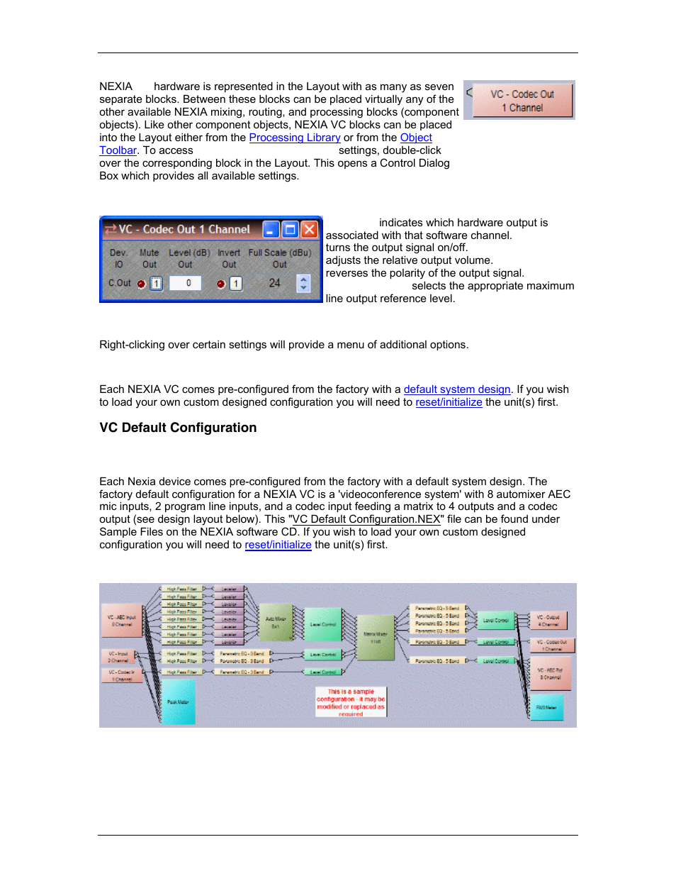 Vc default configuration, Videoconference system, Ory with a | Default system design | Biamp LTR User Manual | Page 107 / 217