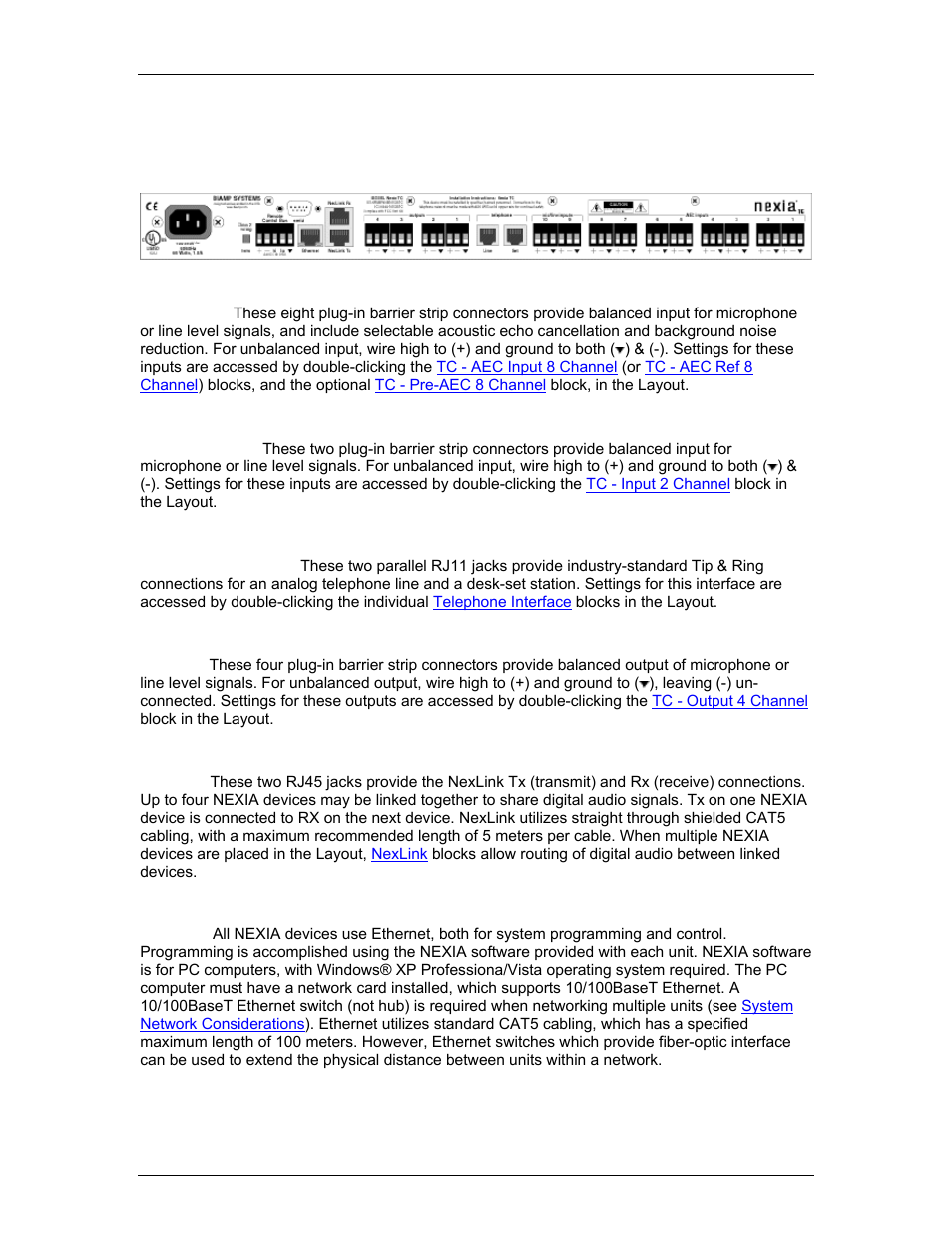 Tc hardware, Nexia | Biamp LTR User Manual | Page 108 / 217