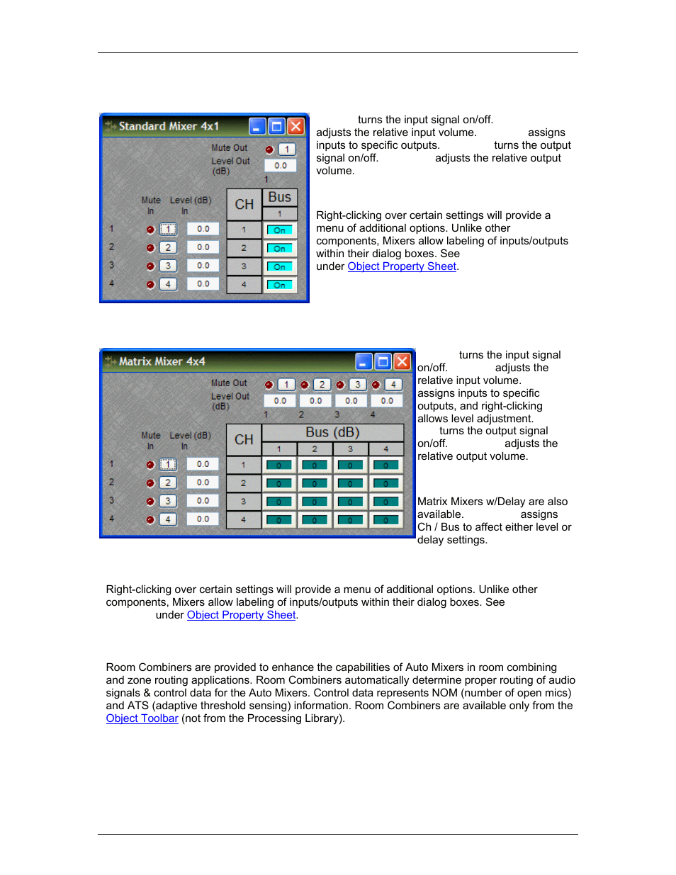 Standard mixers, Matrix mixers, Room combiners | Room, Combiners, See stand, See mat, See room co | Biamp LTR User Manual | Page 122 / 217