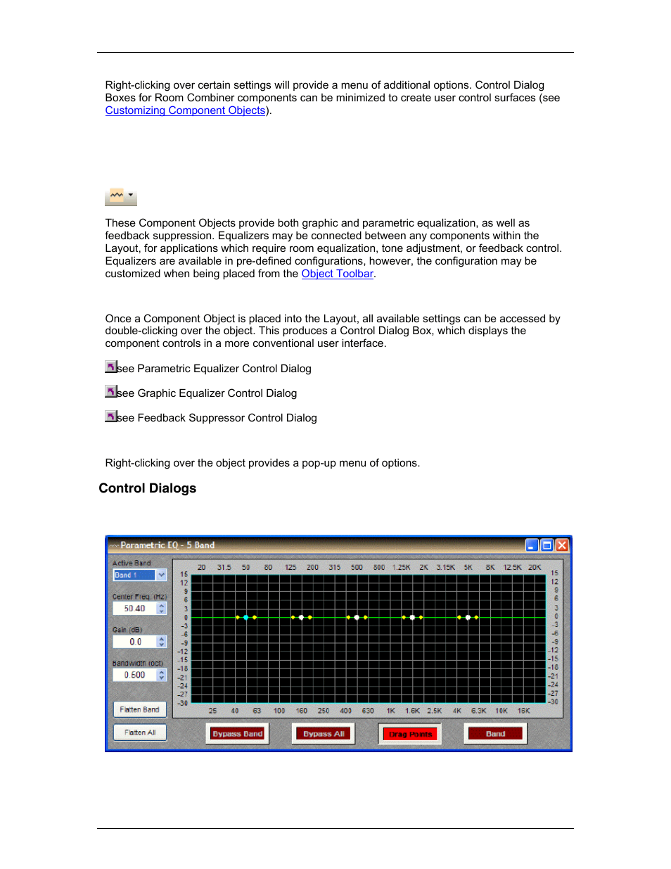 Equalizers, Control dialogs, Parametric equalizer | Biamp LTR User Manual | Page 124 / 217