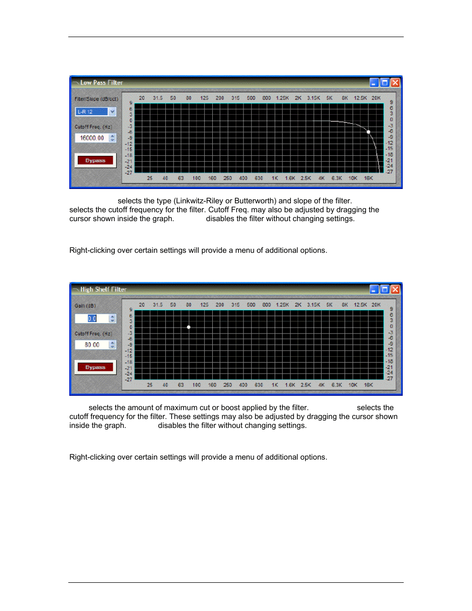 Low pass filter, High shelf filter, See l | Biamp LTR User Manual | Page 128 / 217