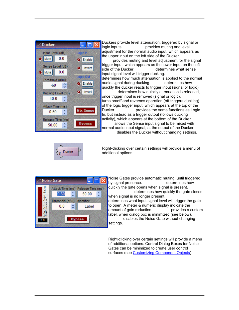 Ducker, Noise gate, Input/output node | Duckers | Biamp LTR User Manual | Page 134 / 217