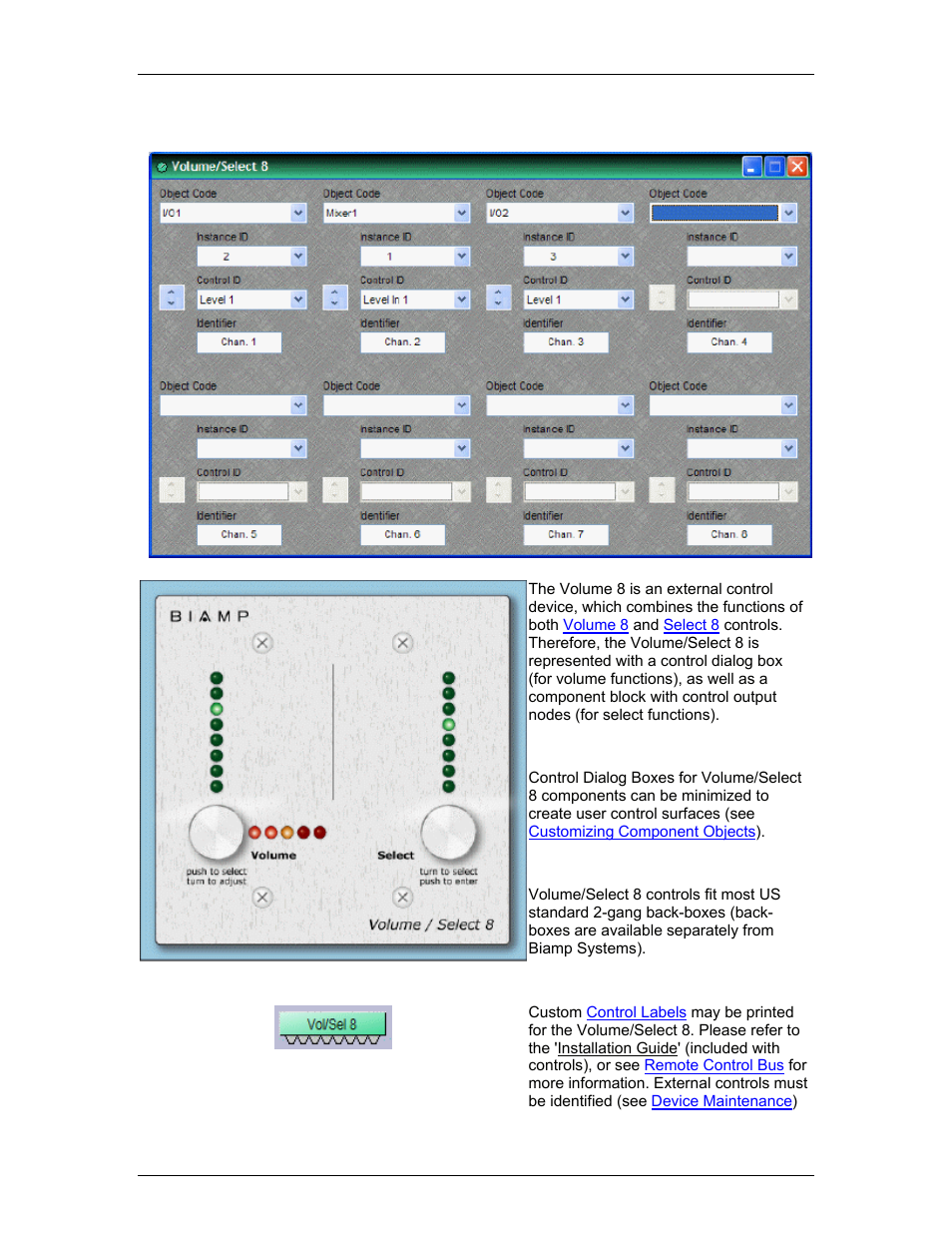 Volume/select 8 | Biamp LTR User Manual | Page 148 / 217