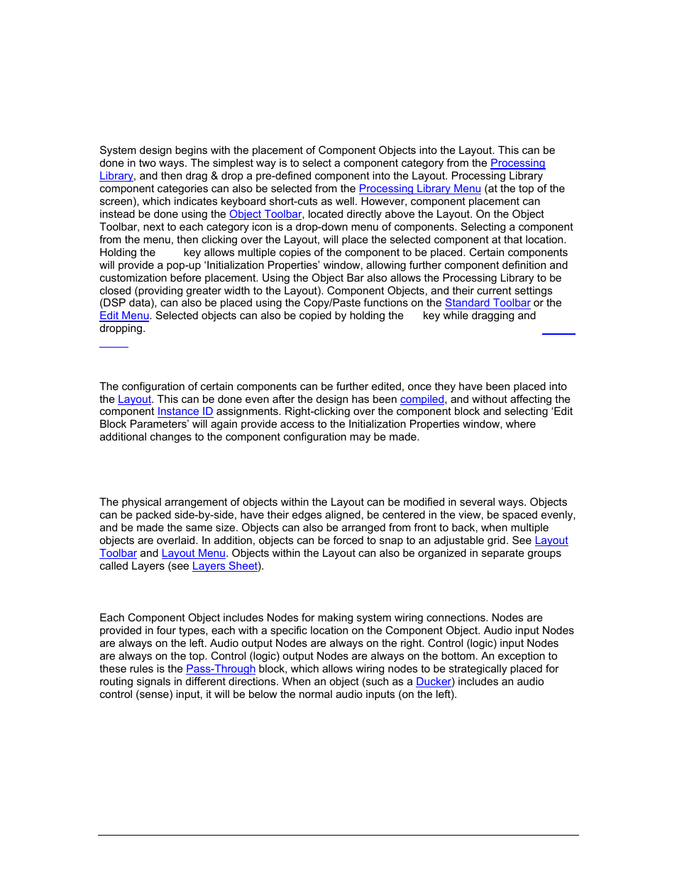 System design, Placing component objects, Arranging component objects | Connecting component objects | Biamp LTR User Manual | Page 161 / 217