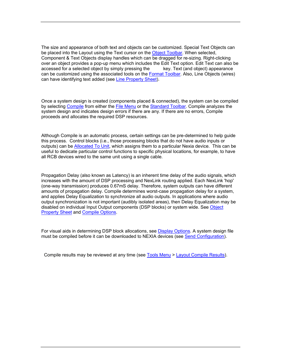 Object and layout text, System compiling considerations, System compiling | Considerations | Biamp LTR User Manual | Page 164 / 217