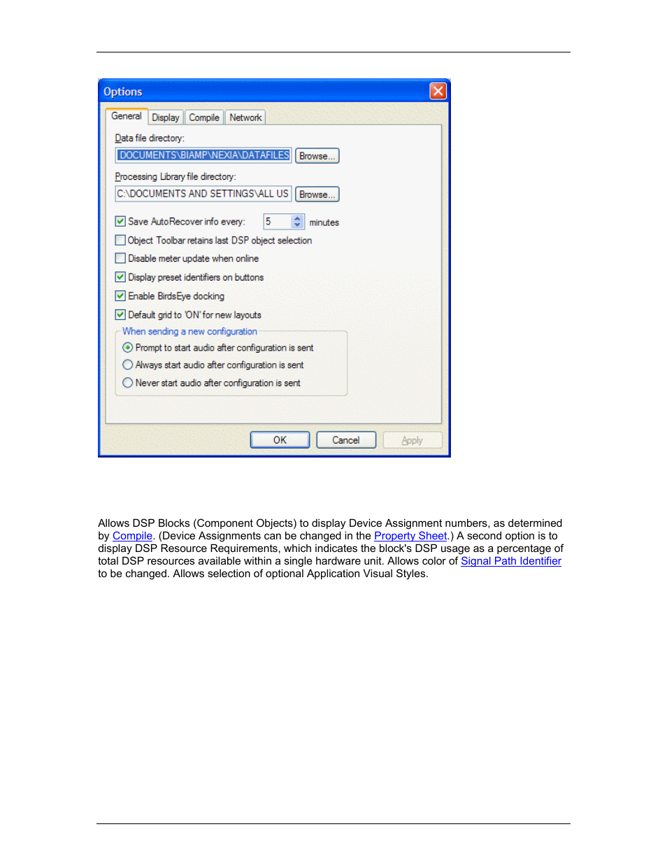 Display options, Cted from, Serial # and | See display | Biamp LTR User Manual | Page 76 / 217